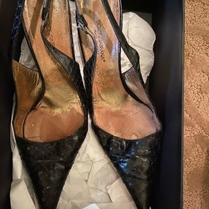 Dolce and Gabbana black snakeskin heels